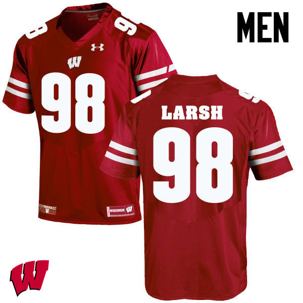 Men Winsconsin Badgers #98 Collin Larsh College Football Jerseys-Red - Click Image to Close